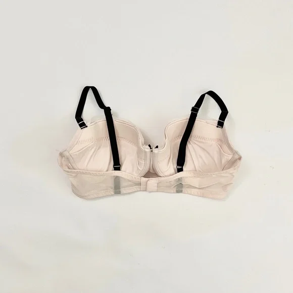 blush padded floral embroidered lace trim lined underwire demi bra | sz 36c - Picture 5 of 6